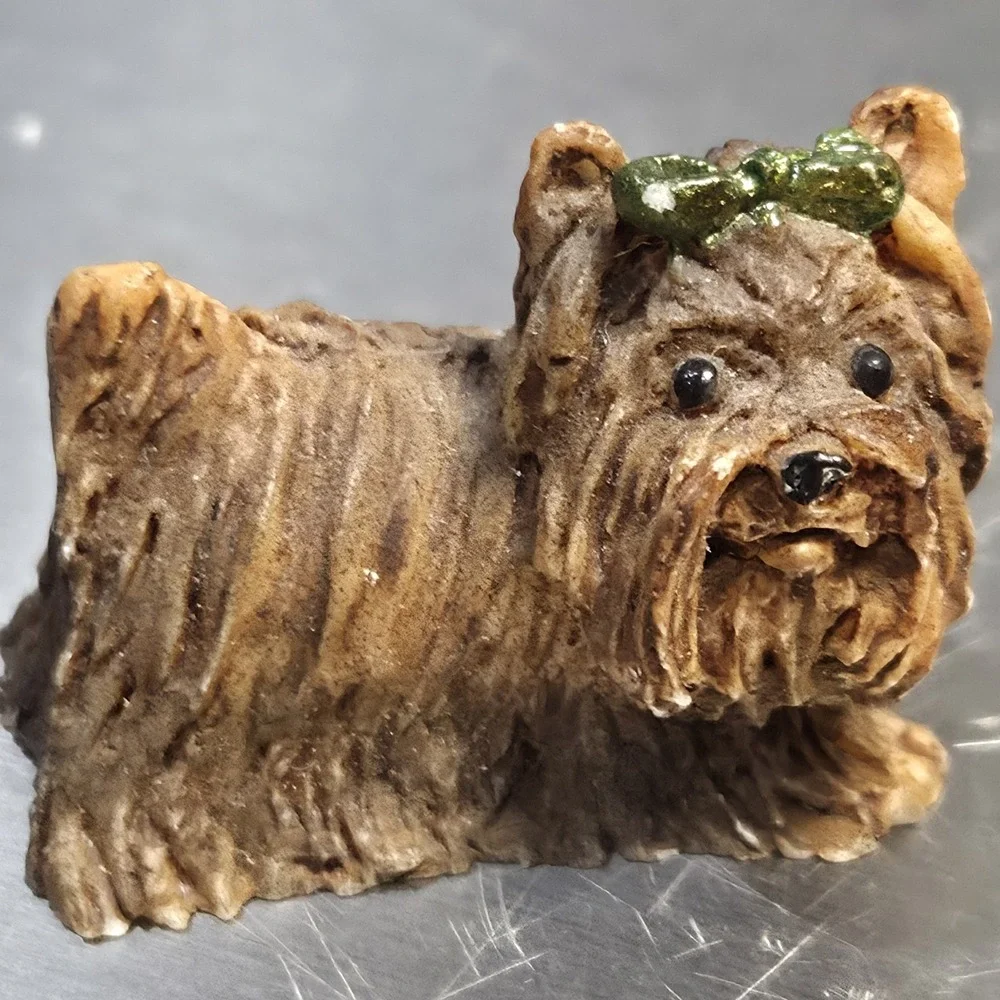Vintage Hand‎ Painted Yorkie Resin Figurines 1.5